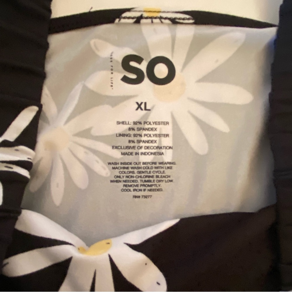 NWT, So Goods For Life  bungee strap skater dress size XL black/white flowers - Picture 11 of 14